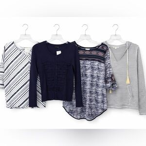 Polished Weekend Tops Bundle | Size M | Casual Chic Long Sleeve & Cardigan Set